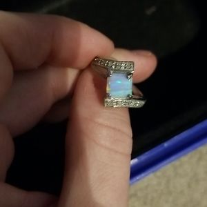 *SOLD*  Sterling Silver Diamond  Opal ring